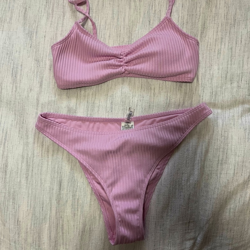 Pink Ribbed Bikini
